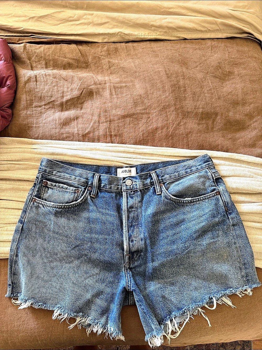 AGOLDE Parker Long Short Denim Jean Shorts Blue Waist 32